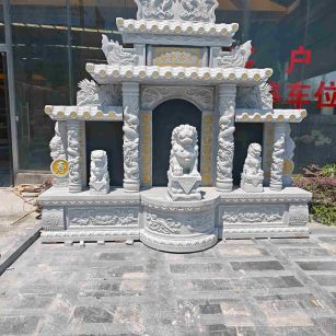 北海芝麻白中国黑石材套墓 花岗岩墓碑